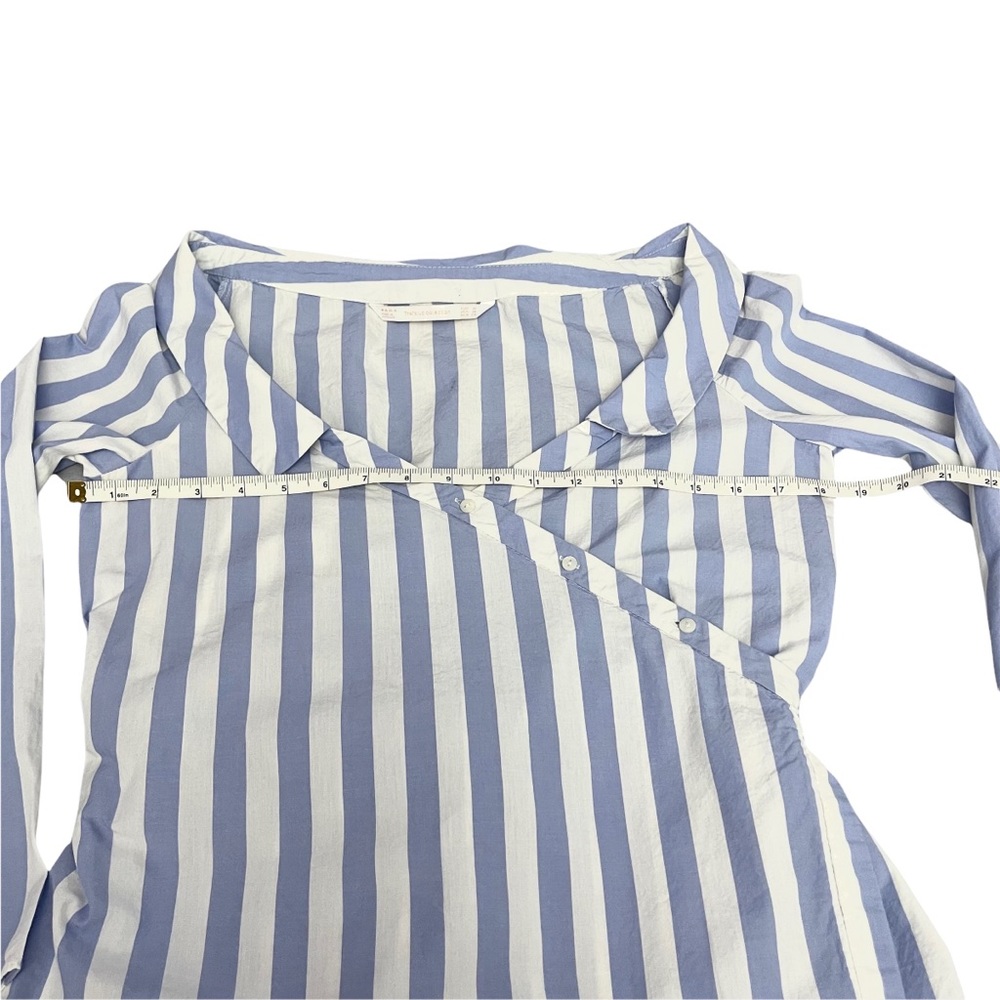 Zara Women's blue & White Striped Wraps Shirt in Size Medium - Picture 13 of 15